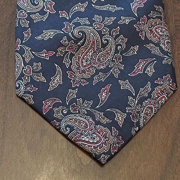 Vintage Christian Dior Monsieur Black Red 100% Silk Woven In Italy Made In USA - Picture 1 of 9